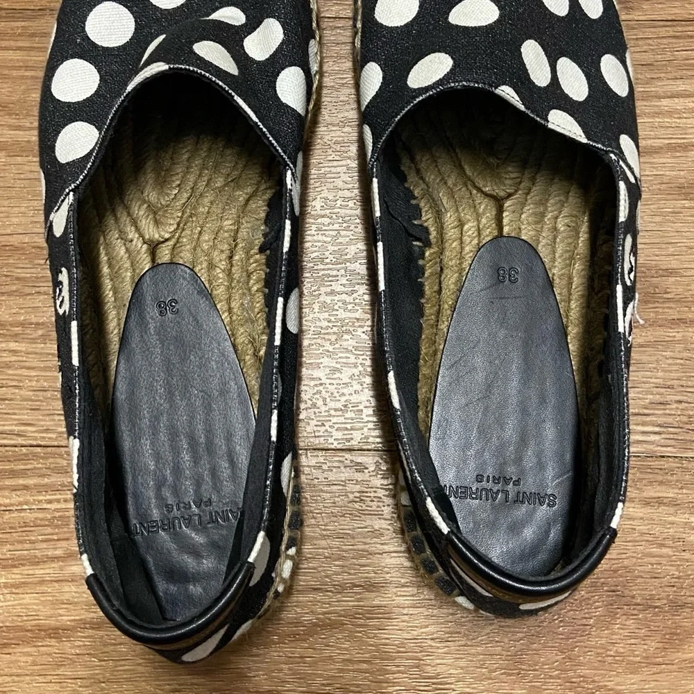 SAINT LAURENT polka dot Espadrille Flat